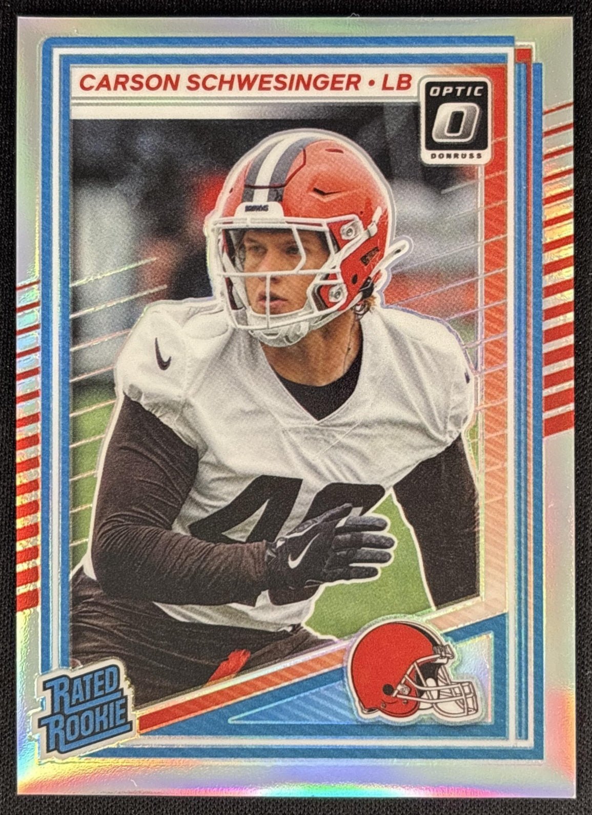 Carson Schwesinger 2025 Panini Donruss Optic Rated Rookie Holo Prizm Browns Sports Trading Cards