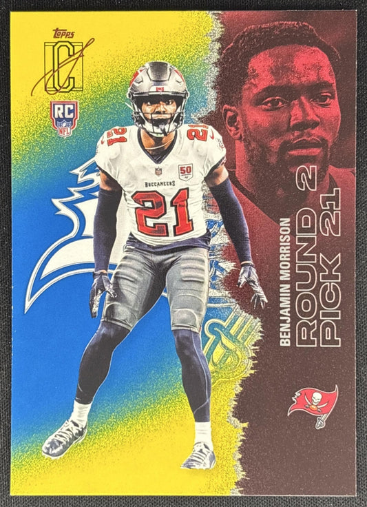 Benjamin Morrison 2025 Signature Class Rookie Blue & Yellow Foil Buccaneers - Front
