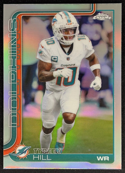 Tyreek Hill 2025 Topps Chrome Refractor Dolphins Sports Trading Cards