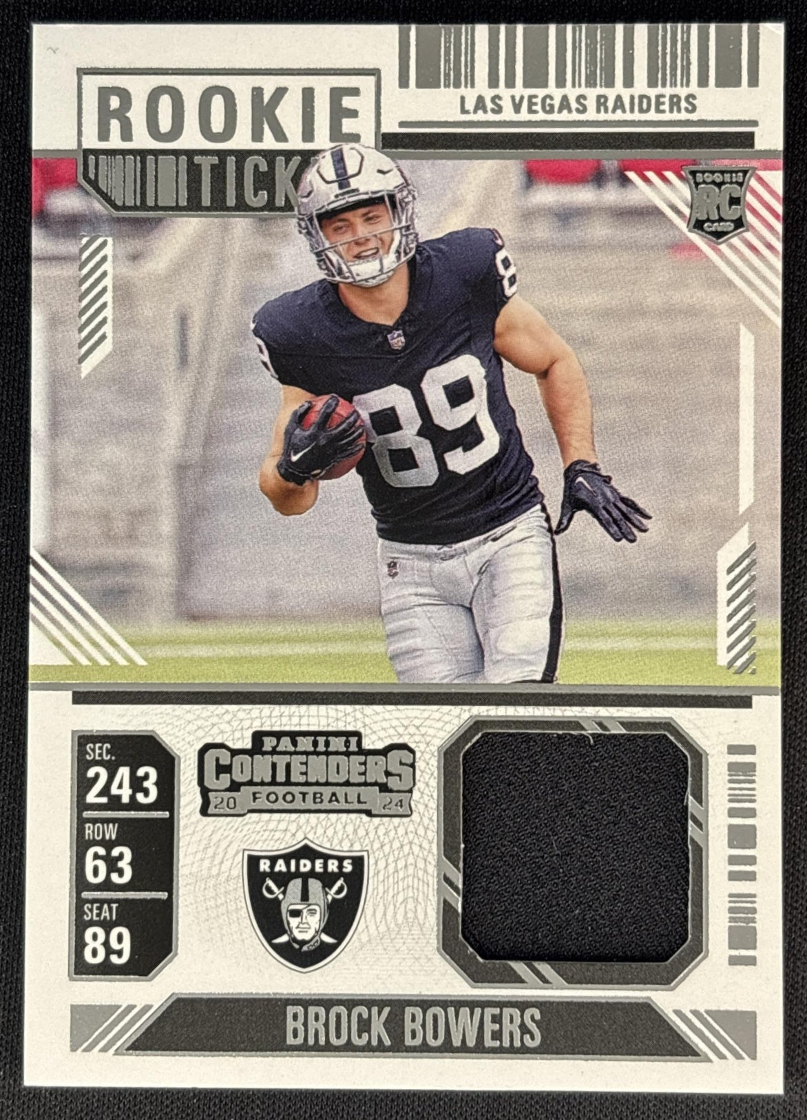Brock Bowers 2024 Panini Contenders Rookie Ticket Swatches Raiders
