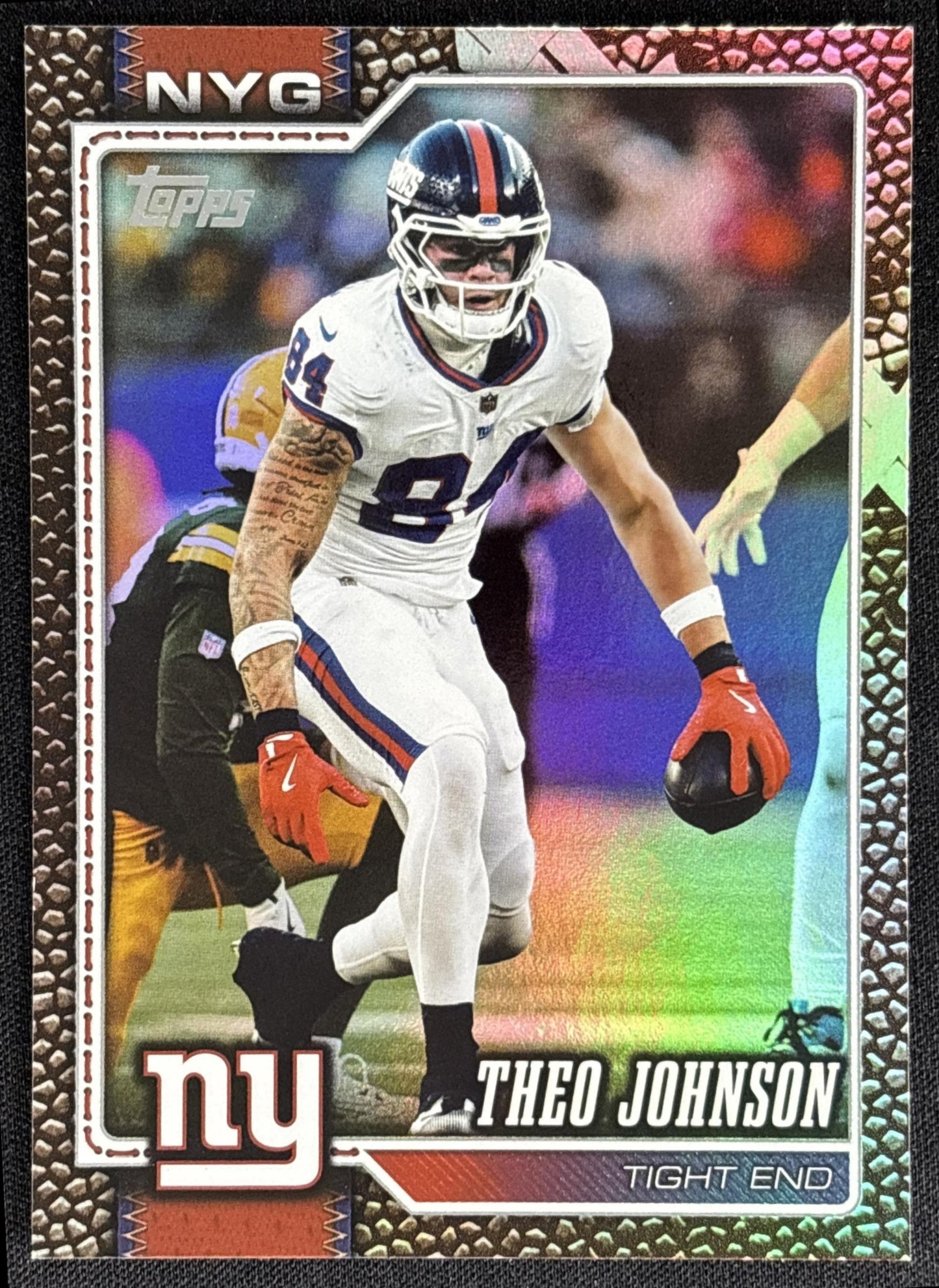Theo Johnson 2026 Topps Football Leather Foil Giants