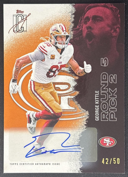 George Kittle 2025 Topps Signature Class Veteran Orange Foil /50 49ers Sports Trading Cards