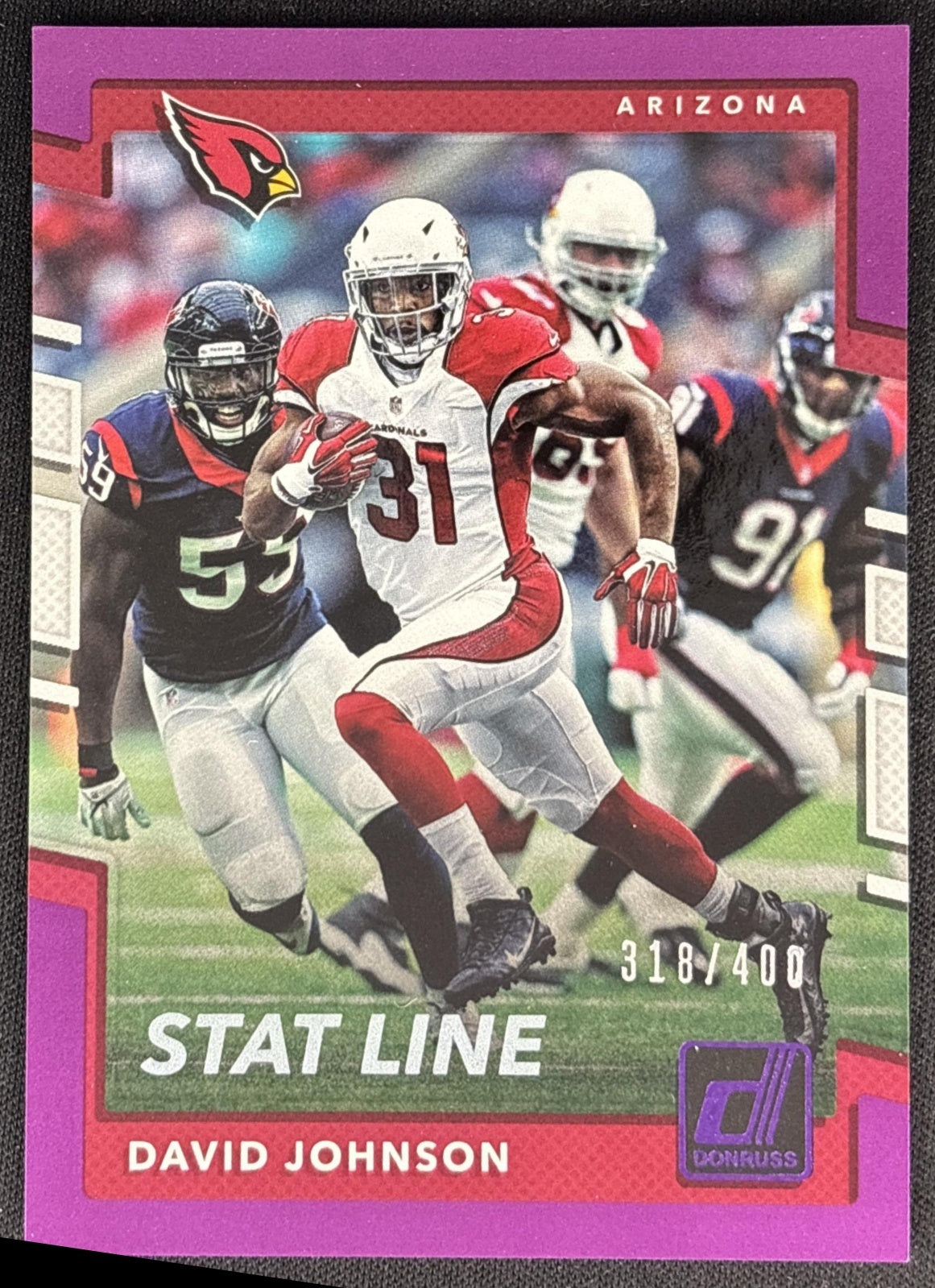 David Johnson 2017 Panini Donruss Stat Line Season /400 Cardinals front