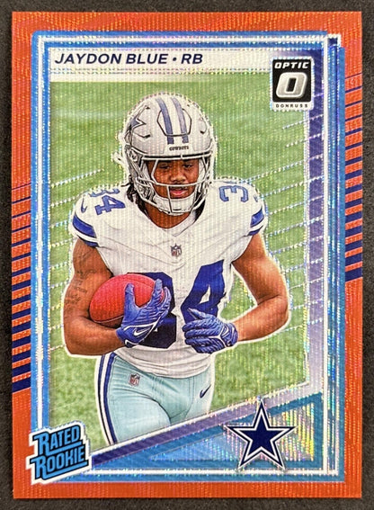 Jaydon Blue 2025 Panini Donruss Optic Rated Rookie Preview Red Wave Cowboys front