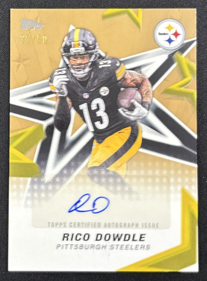 Rico Dowdle 2026 Topps NFL Stars Auto Gold Foil /50 Steelers