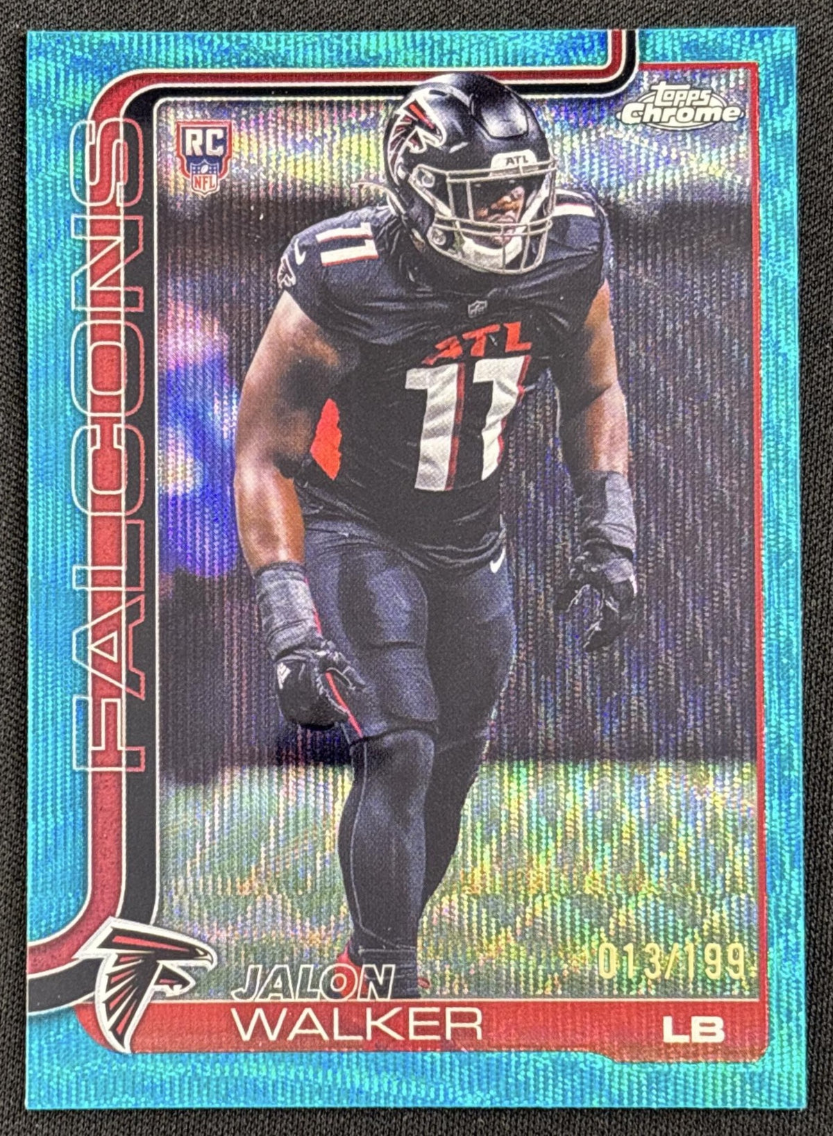 Jalon Walker 2025 Topps Chrome Rookie Aqua Wave Refractor /199 Falcons