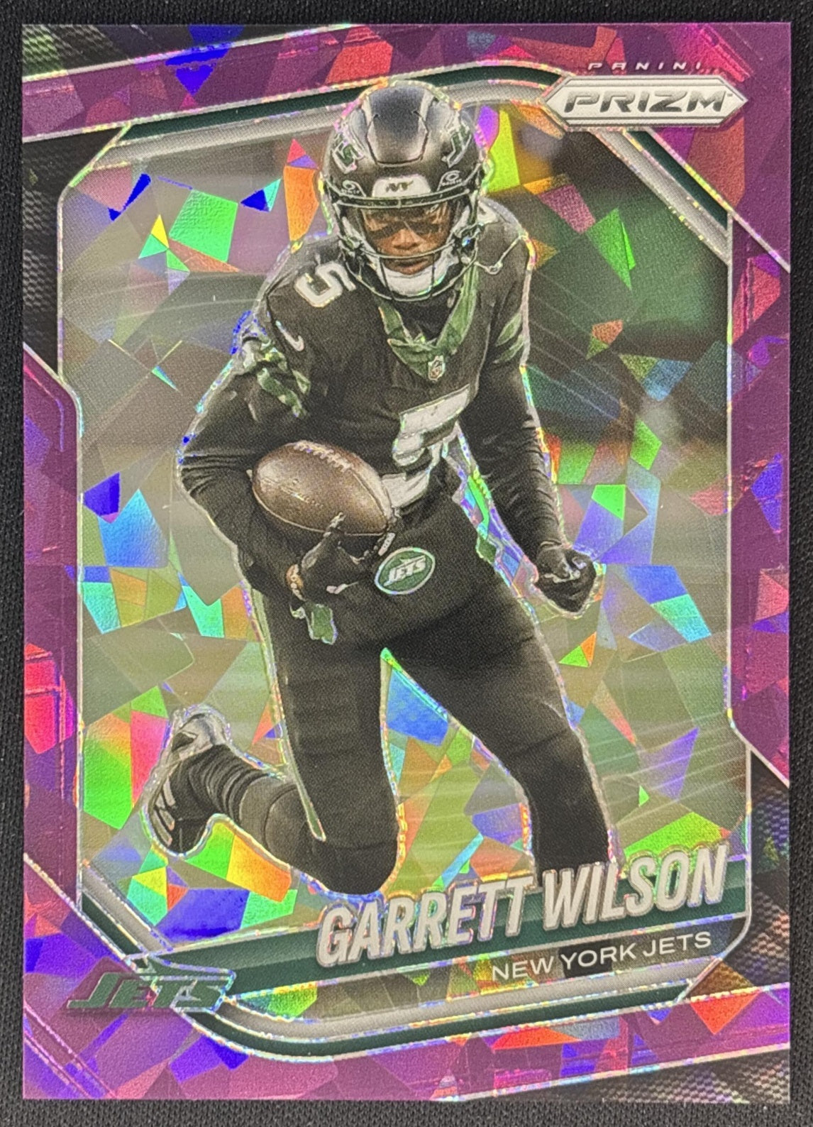 Garrett Wilson 2025 Panini Prizm Purple Ice /225 Jets front