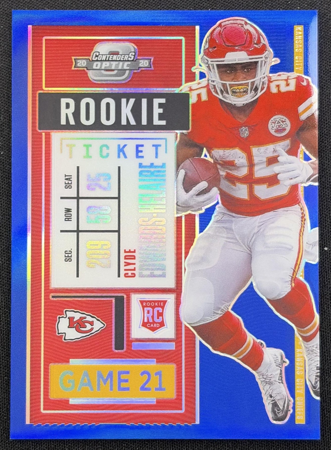 Clyde Edwards-Helaire 2020 Panini Contenders Optic Blue /99 Chiefs