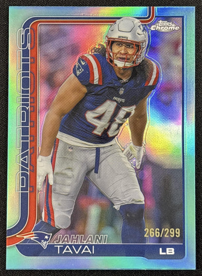 Jahlani Tavai 2025 Topps Chrome Teal Refractor /299 Patriots