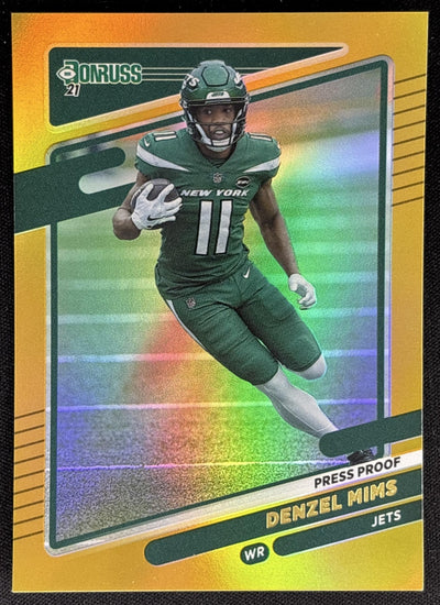 Denzel Mims 2021 Panini Donruss Press Proof Premium Jets Cowboys Sports Trading Card