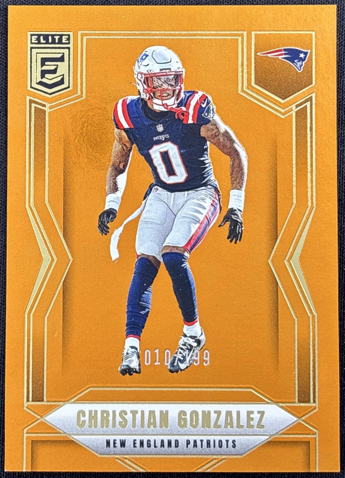 Christian Gonzalez 2025 Panini Donruss Elite Orange /199 Patriots