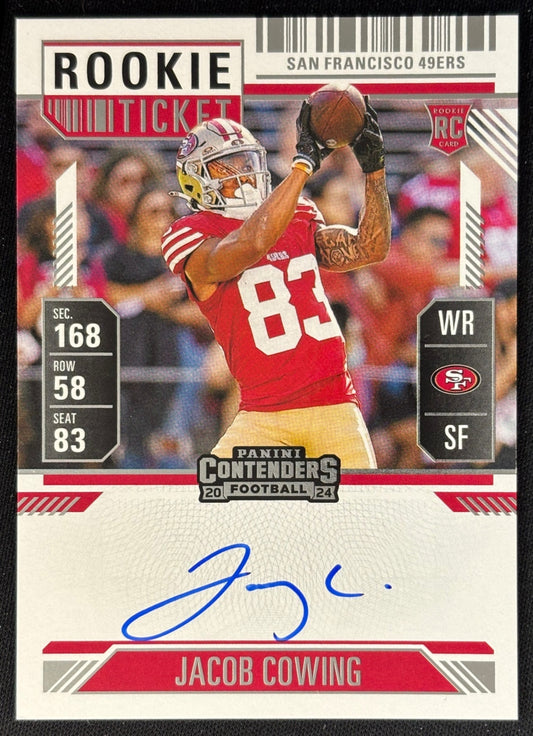 Jacob Cowing 2024 Contenders Rookie Ticket RPS Auto 49ers Sports Trading Cards