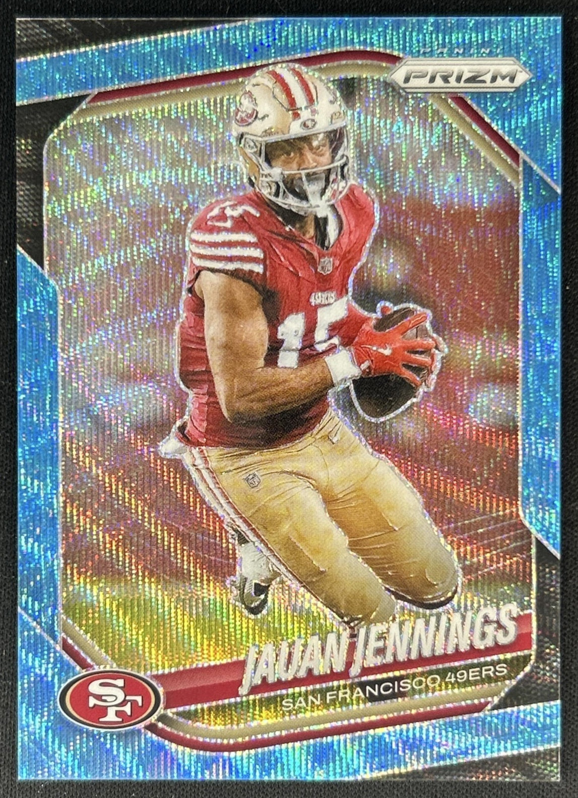 Jauan Jennings 2025 Panini Prizm Blue Wave /230 49ers Front