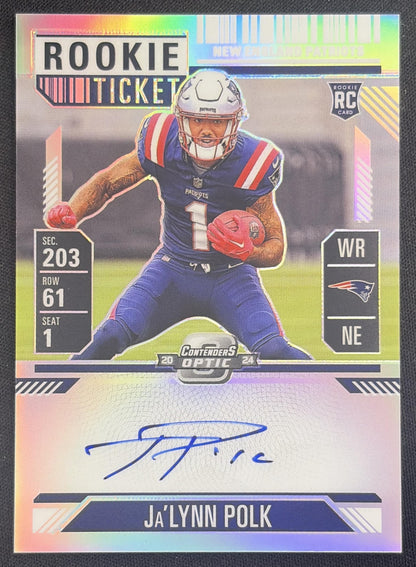 Ja'Lynn Polk 2024 Panini Contenders Optic Rookie Ticket RPS Auto Patriots
