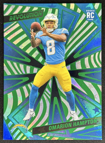 Omarion Hampton 2025 Panini Revolution Rookies Green Astro /699 Chargers