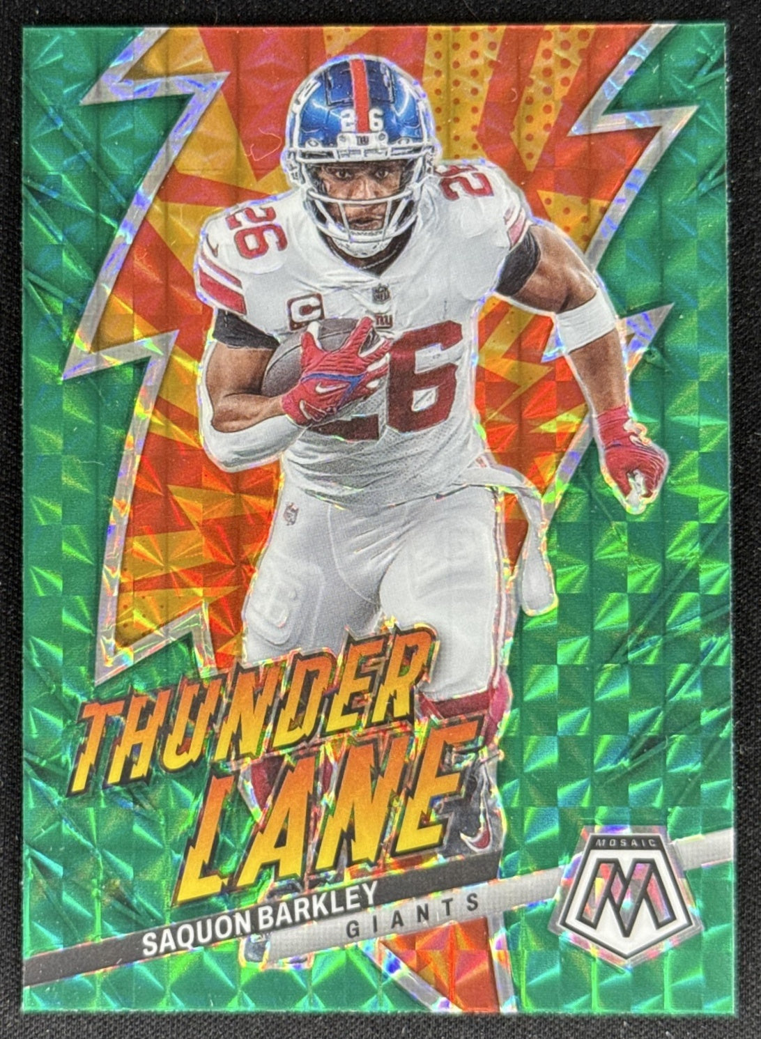 Saquon Barkley 2023 Panini Mosaic Thunder Lane Mosaic Green Giants Default Title Sports Trading Card