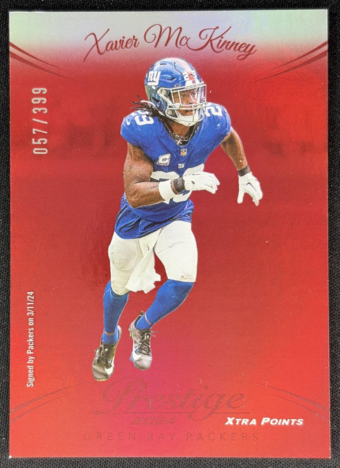 Xavier McKinney 2024 Panini Prestige Red Premium Xtra Points /399 Packers front