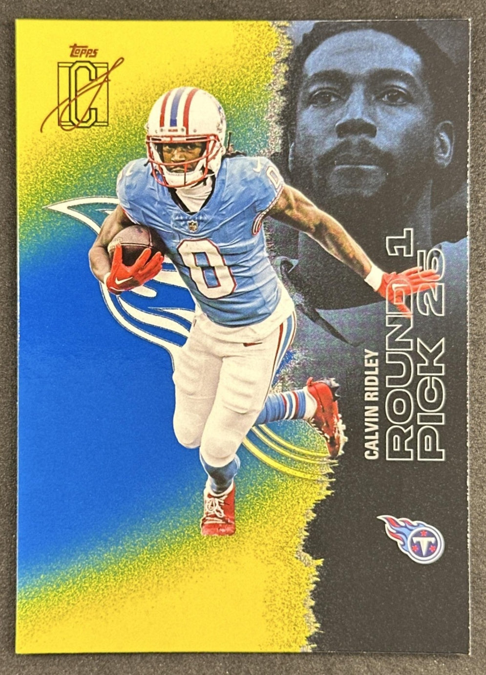 Calvin Ridley 2025 Topps Signature Class Veteran Blue & Yellow Foil Titans front sports trading card