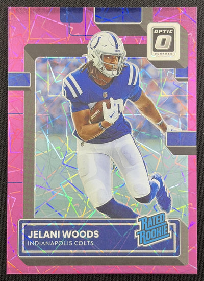 Jelani Woods 2022 Panini Donruss Optic Pink Velocity /79 Colts