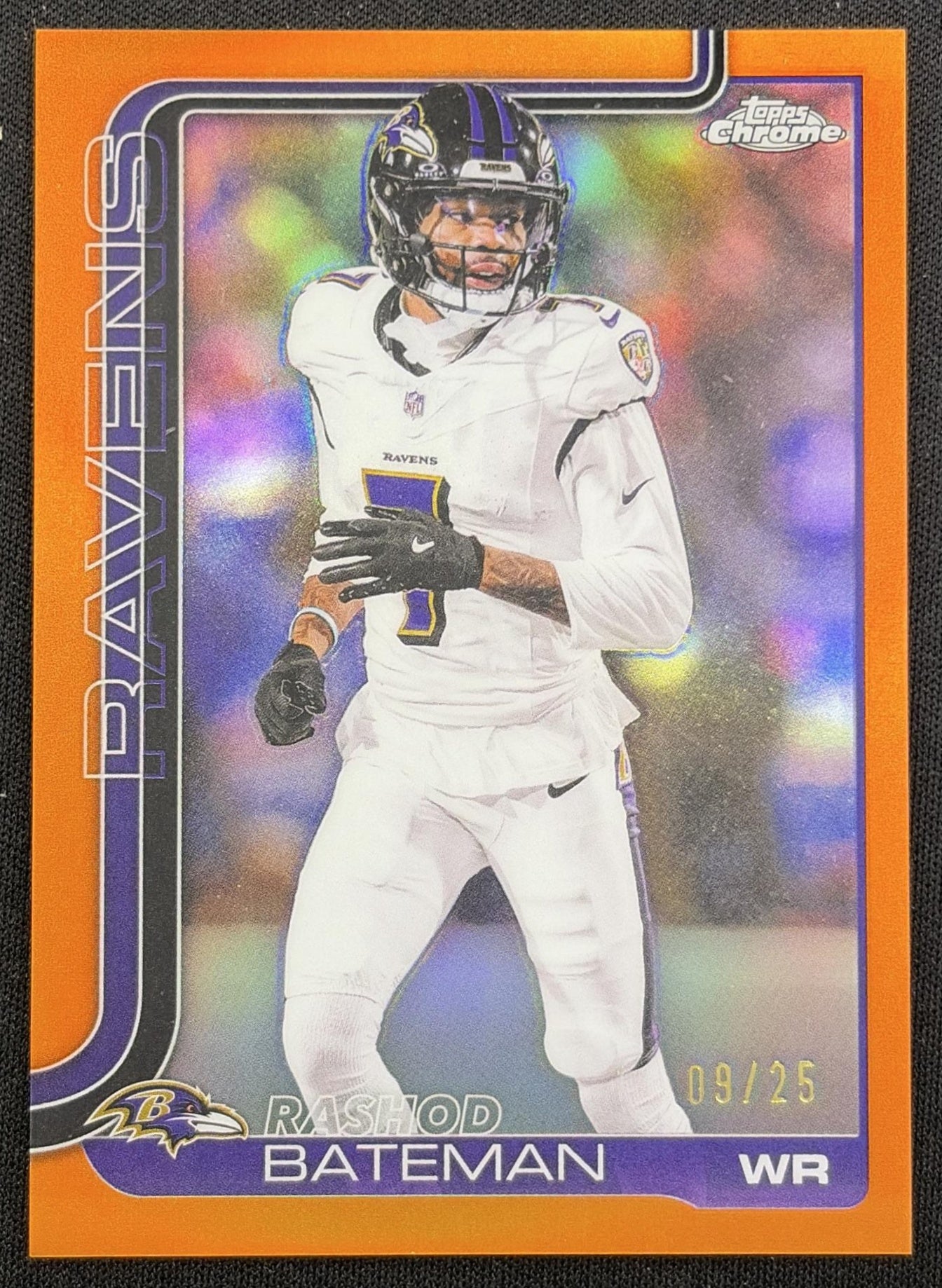 Rashod Bateman 2025 Topps Chrome Orange Refractor /25 Ravens Baltimore Ravens
