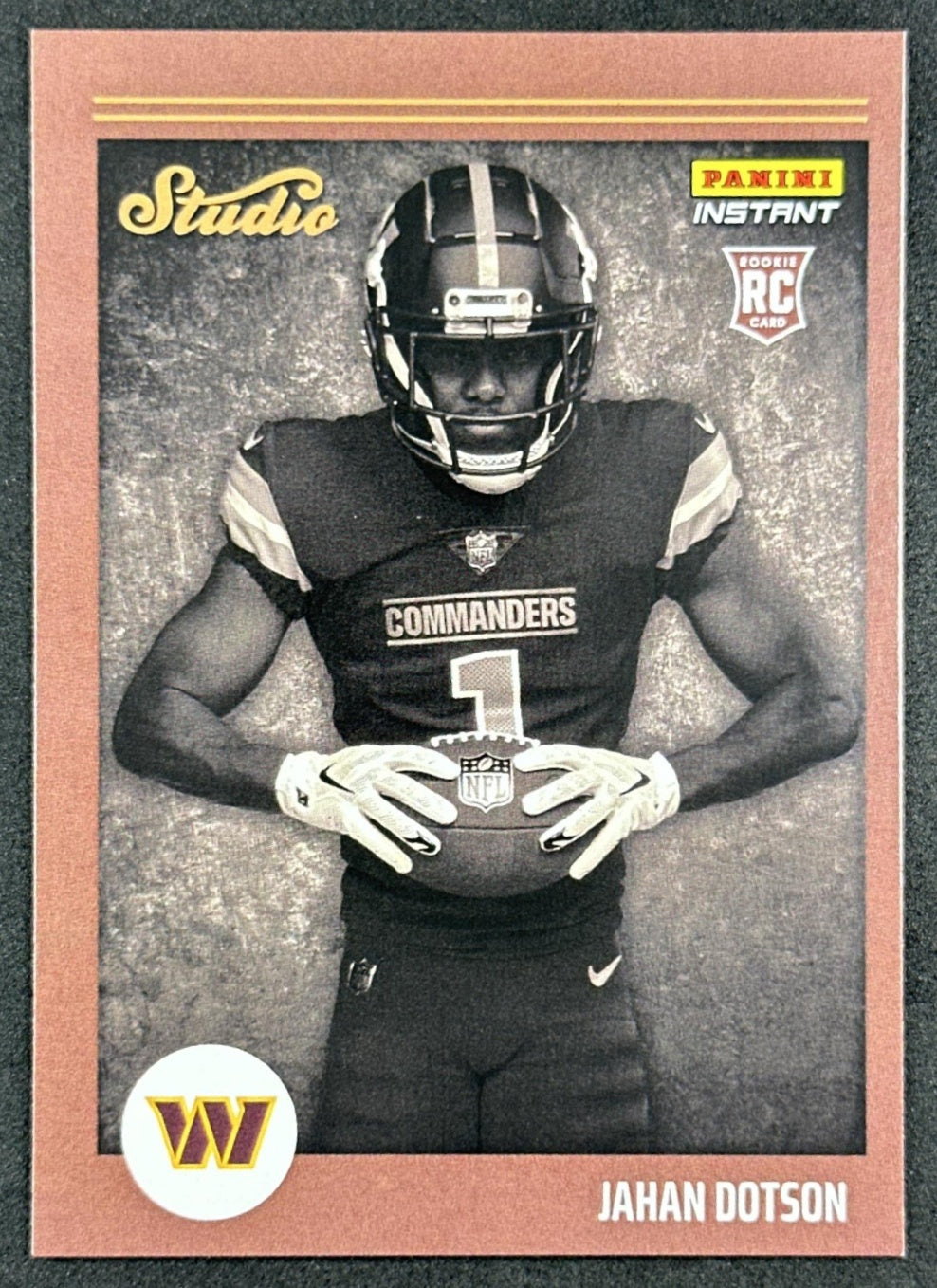 Jahan Dotson 2022 Panini Instant Studio Rookie /911 Commanders Falcons front sports trading card
