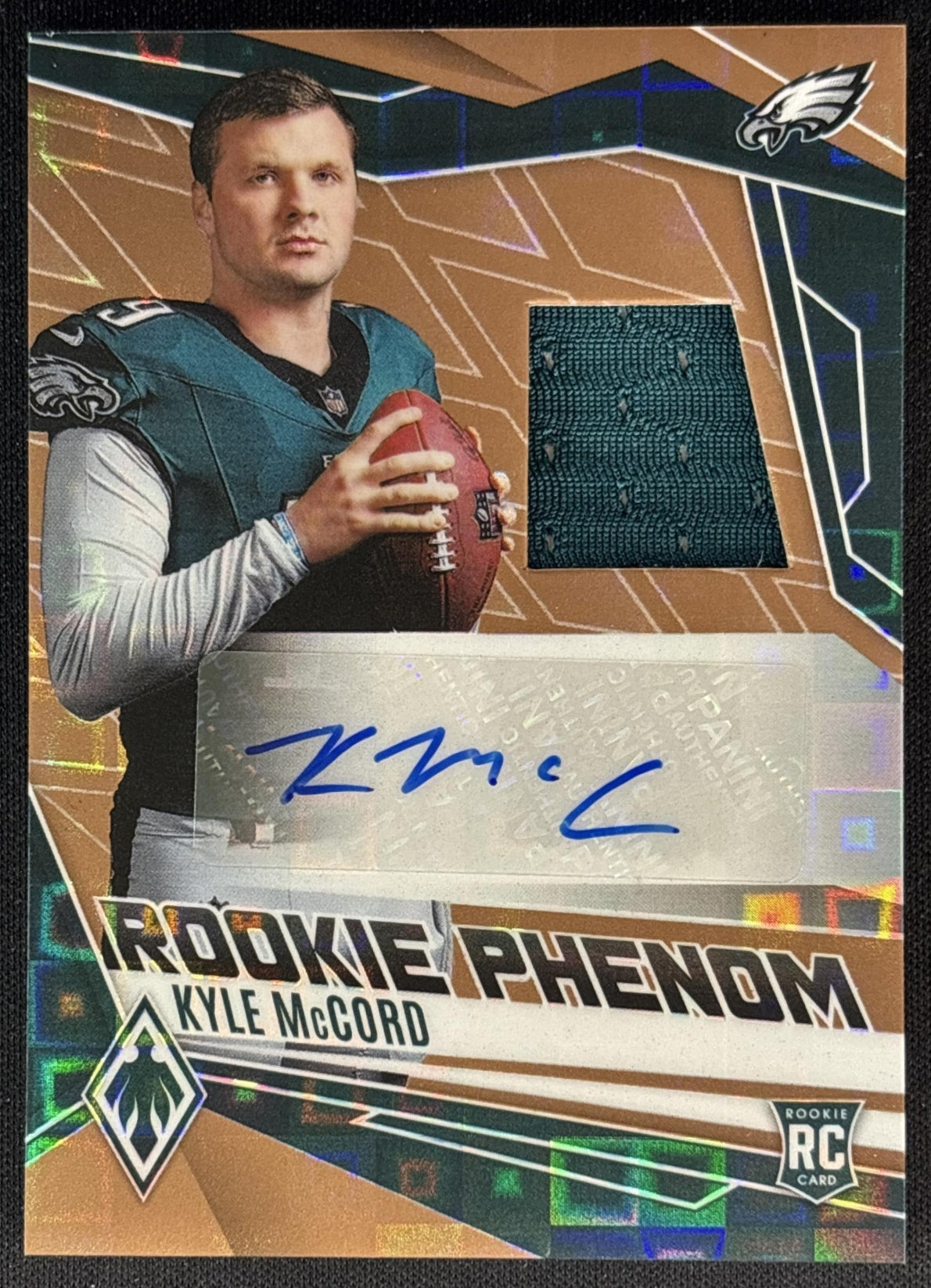 Kyle McCord 2025 Phoenix Rookie Phenoms Jersey Auto Bronze Pandora Prizm /199 Eagles