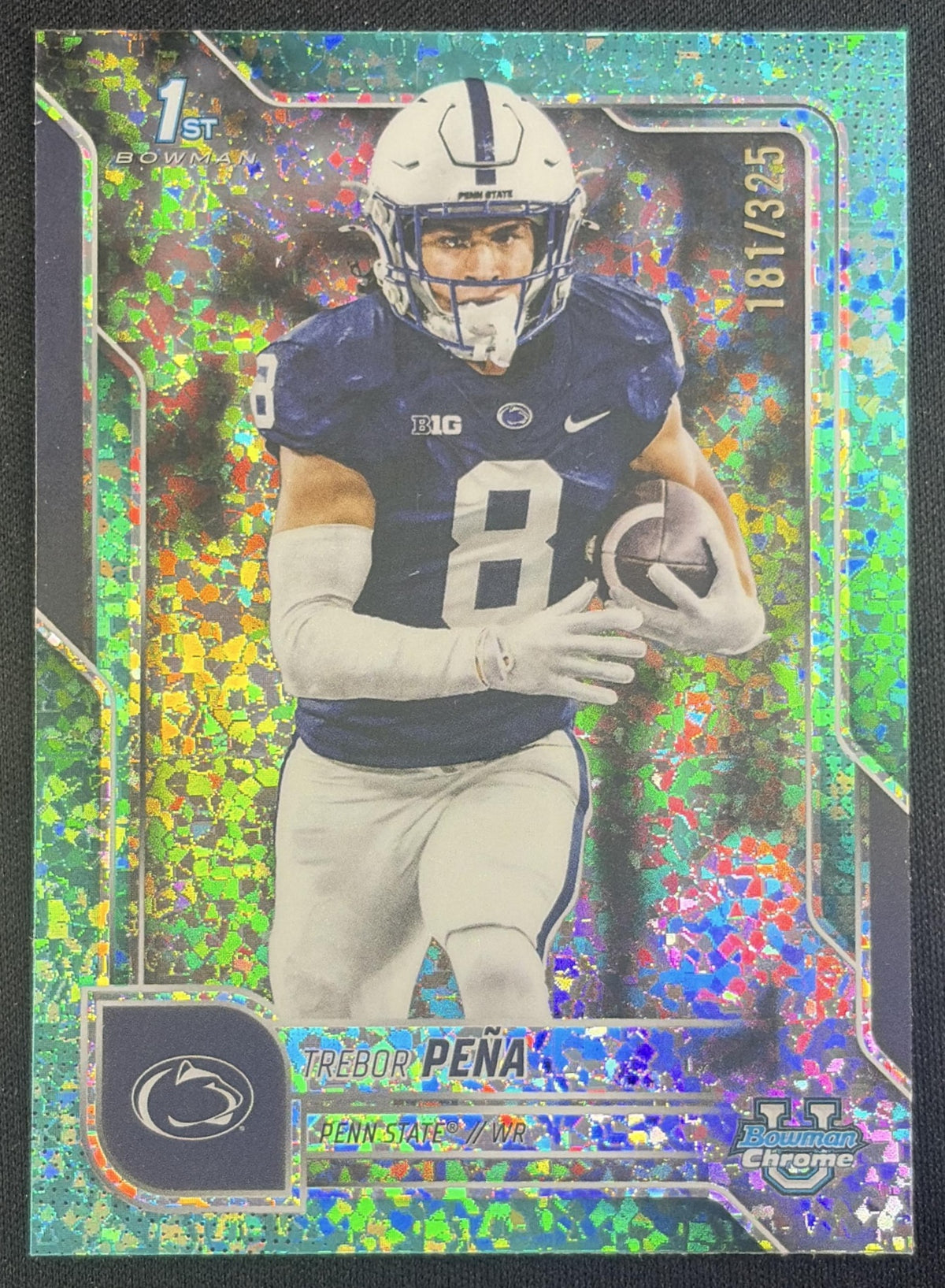 Trebor Pena 2025 Bowman Chrome University Prospects Aqua Mini-Diamond Refractor /325 Nittany Lions
