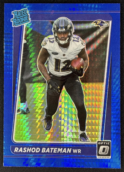 Rashod Bateman 2021 Panini Donruss Optic Blue Hyper Ravens