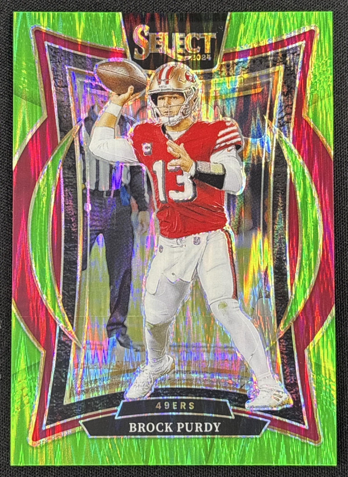 Brock Purdy 2024 Panini Select Concourse Neon Green Prizm Shock /599 49ers