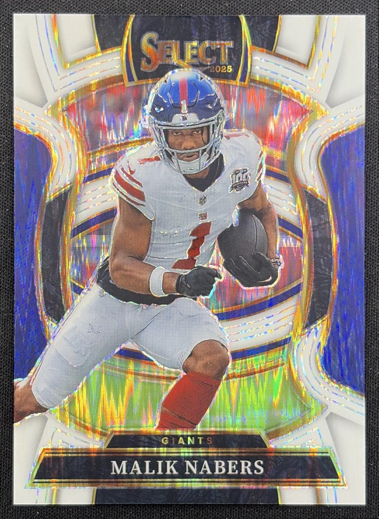 Malik Nabers 2025 Panini Select Concourse White Prizm Shock /799 Giants New York Giants