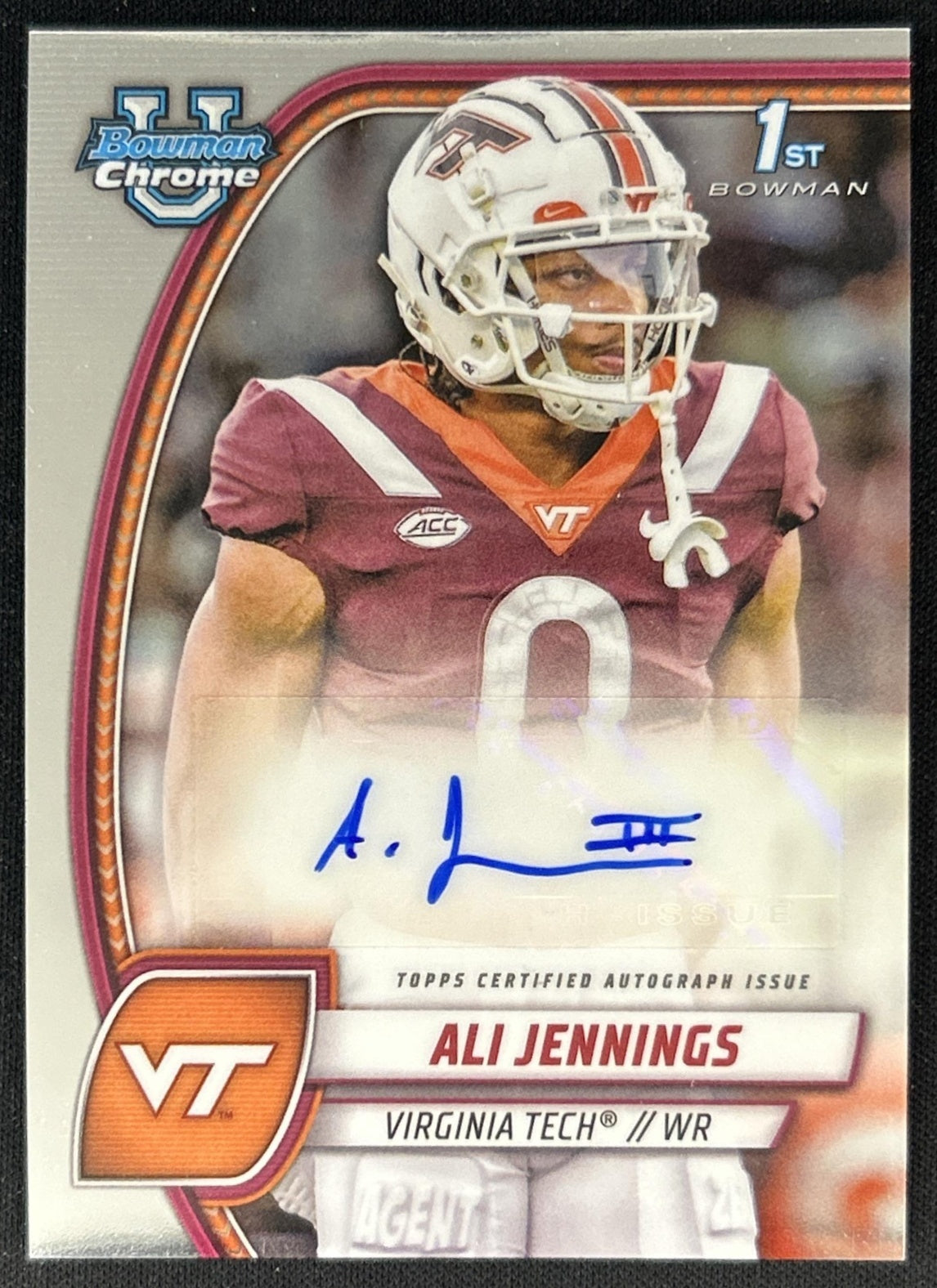 Ali Jennings 2024 Bowman Chrome University Prospect Auto Hokies