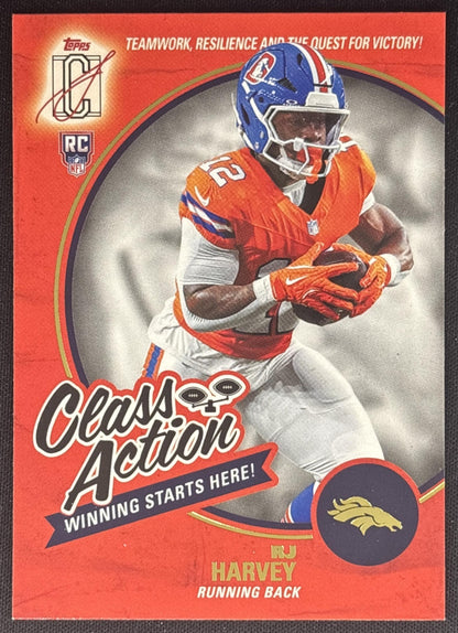 RJ Harvey 2025 Topps Signature Class Action Broncos front