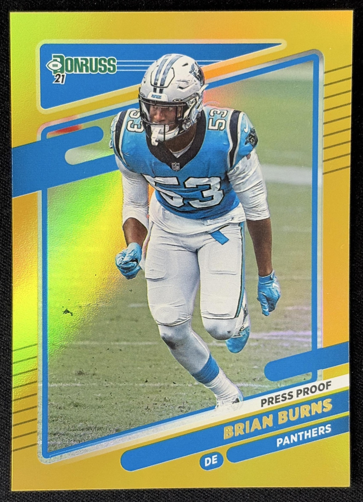 Brian Burns 2021 Panini Donruss Press Proof Premium Panthers - Carolina Panthers