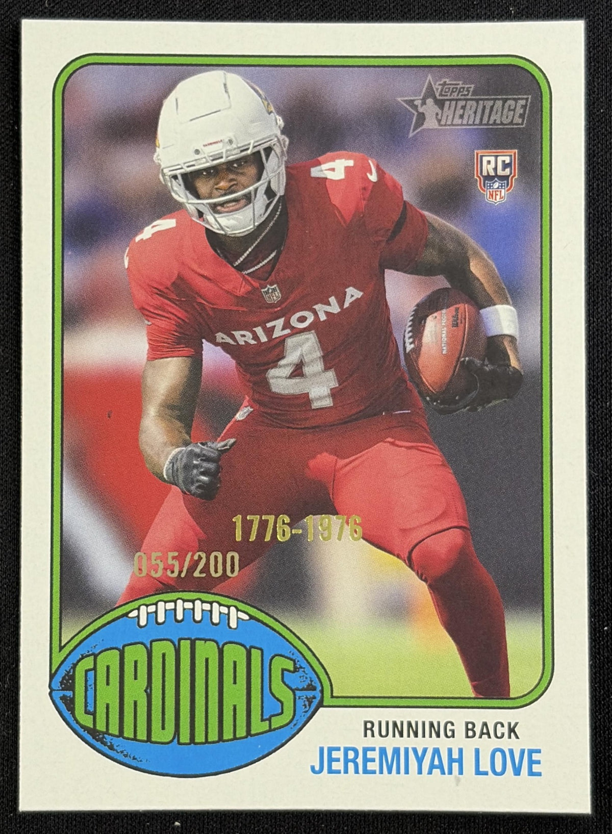 Jeremiyah Love 2026 Topps Heritage Bicentennial /200 Cardinals Sports Trading Card