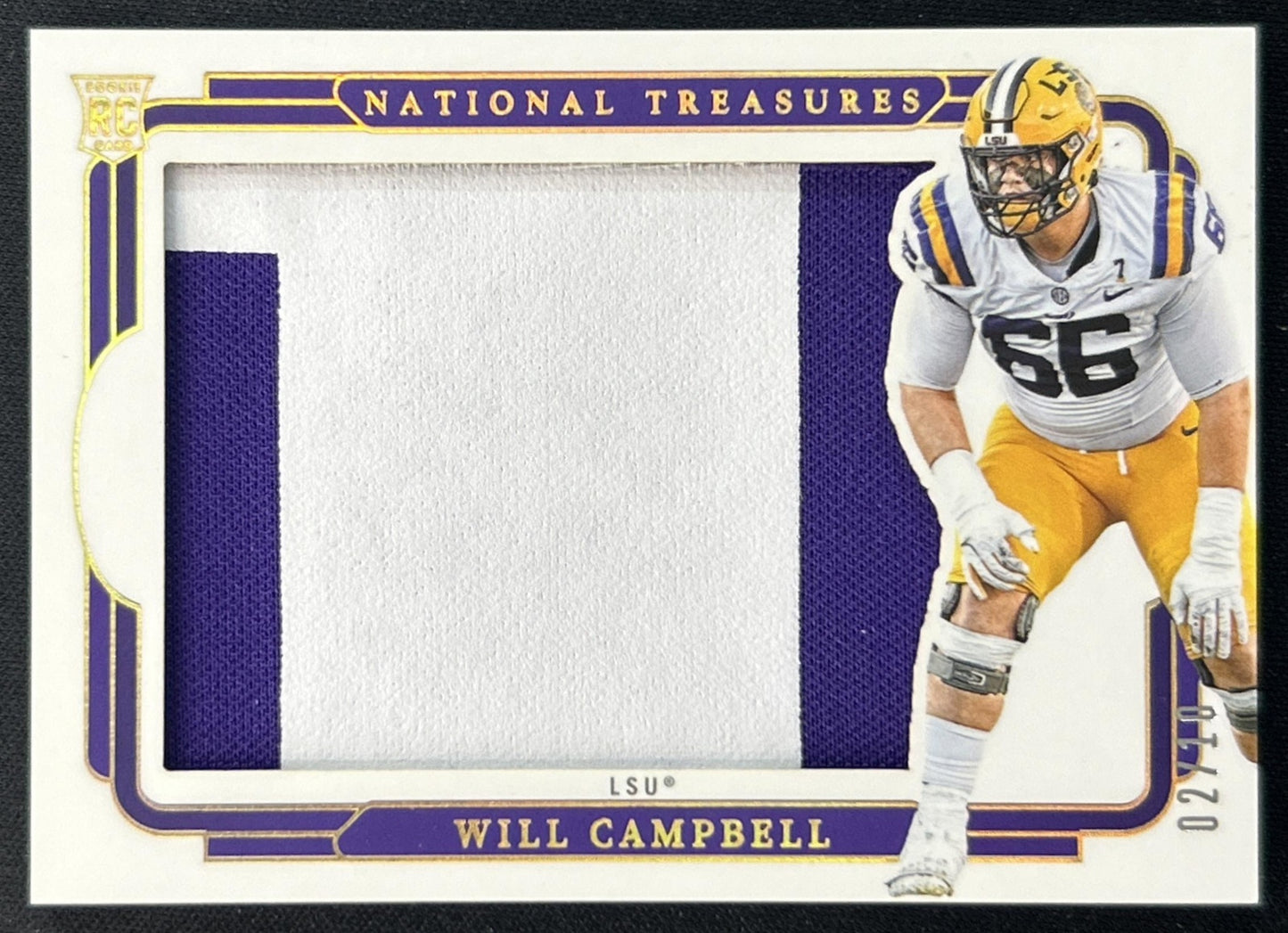 Will Campbell 2025 National Treasures Collegiate Team Logo Signatures Gold /10 Tigers front