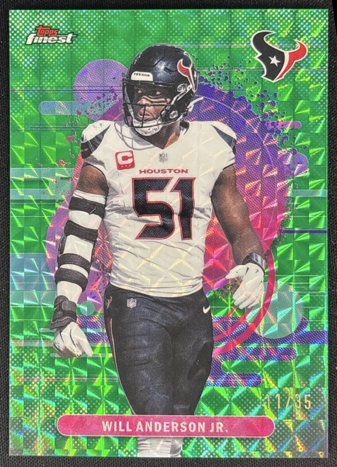 Will Anderson Jr. 2025 Finest Uncommon Green Geometric Refractor /35 Texans front