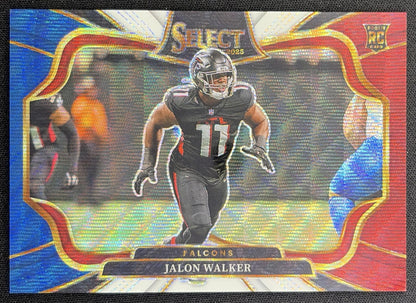 Jalon Walker 2025 Panini Select Field Level Tri-Color Prizm /99 Falcons