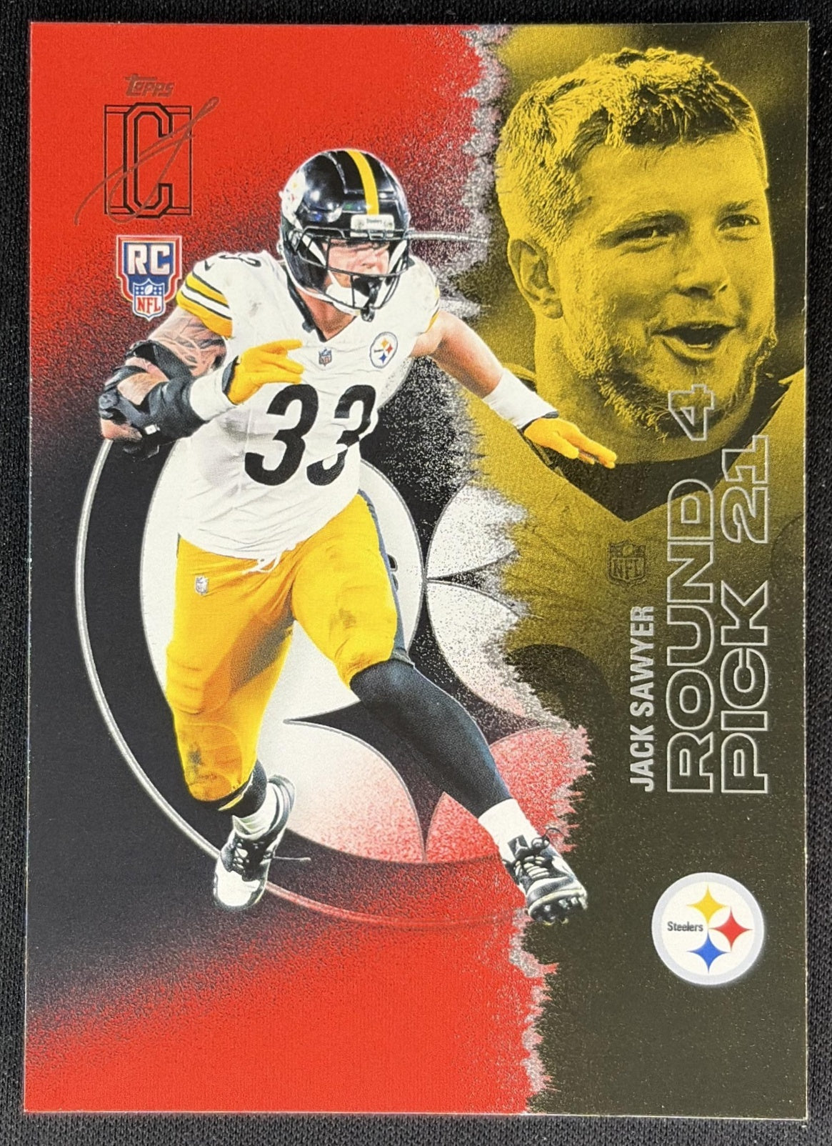 Jack Sawyer 2025 Topps Signature Class Rookie Red & Black Foil Steelers front