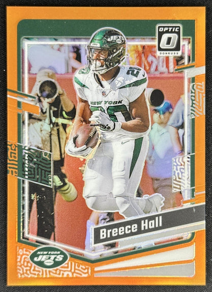 Breece Hall 2023 Panini Donruss Optic Orange Prizm /249 Jets