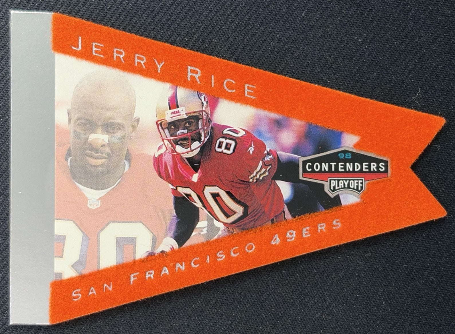 Jerry Rice 1998 Playoff Contenders Pennants Registered Exchange Red Felt 49ers Sports Trading Cards