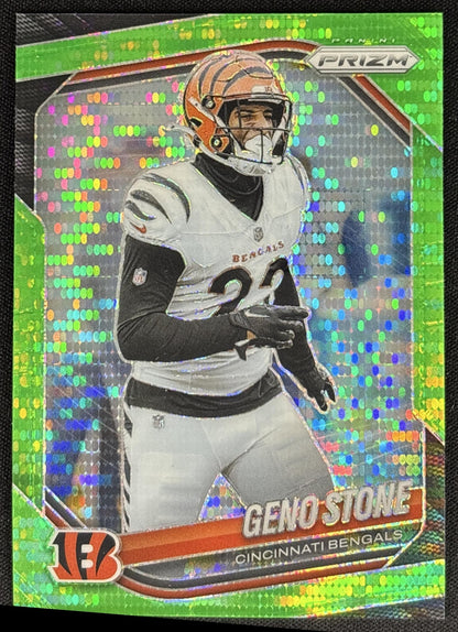 Geno Stone 2025 Panini Prizm Neon Green Pulsar Bengals Sports Trading Card