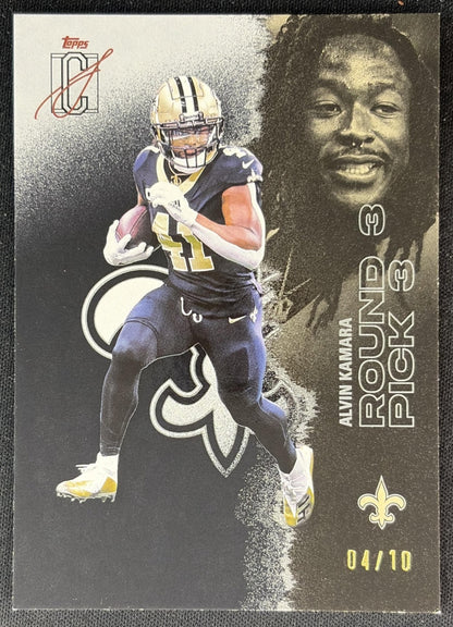 Alvin Kamara 2025 Topps Signature Class Veteran Auto Black Gold Foil /10 Saints front