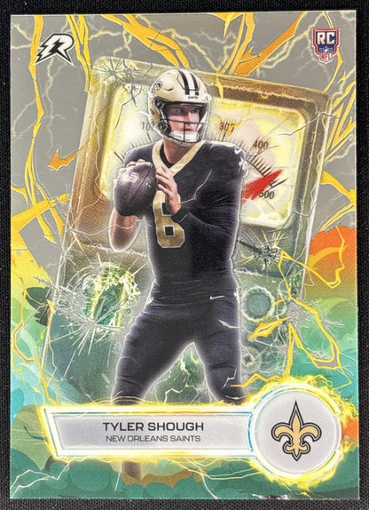 Tyler Shough 2025 Topps Resurgence Voltaic Saints New Orleans Saints Sports Trading Cards