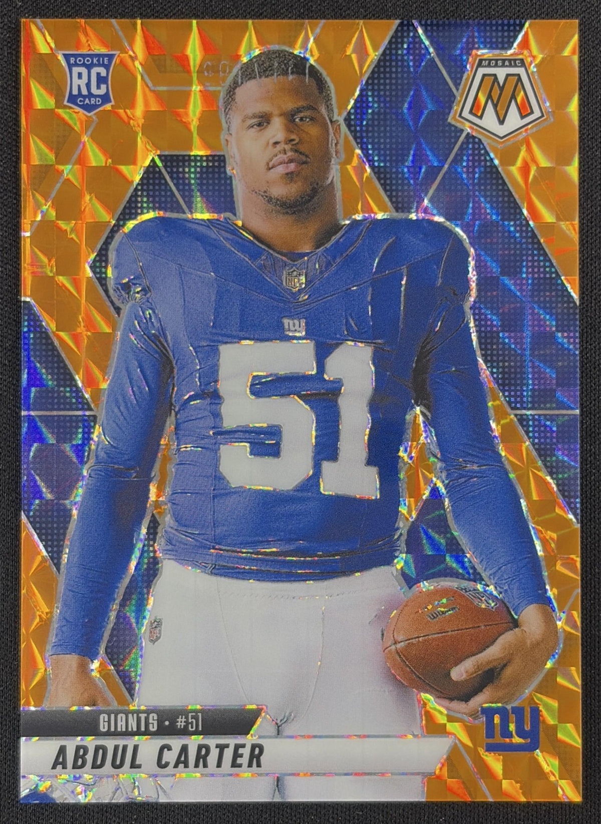 Abdul Carter 2025 Panini Mosaic Rookie Variation Orange Prizm /199 New York Giants