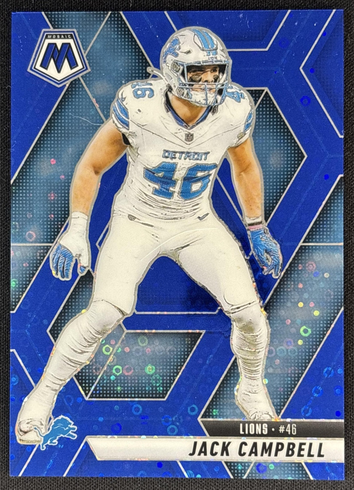 Jack Campbell 2025 Panini Mosaic No Huddle Blue Prizm /99 Lions Sports Trading Card