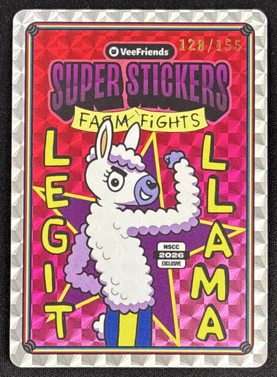 Legit Llama 2026 VeeFriends NSCC Exclusive Super Stickers Farm Fights /155 Default Title Non-Sports Trading Cards