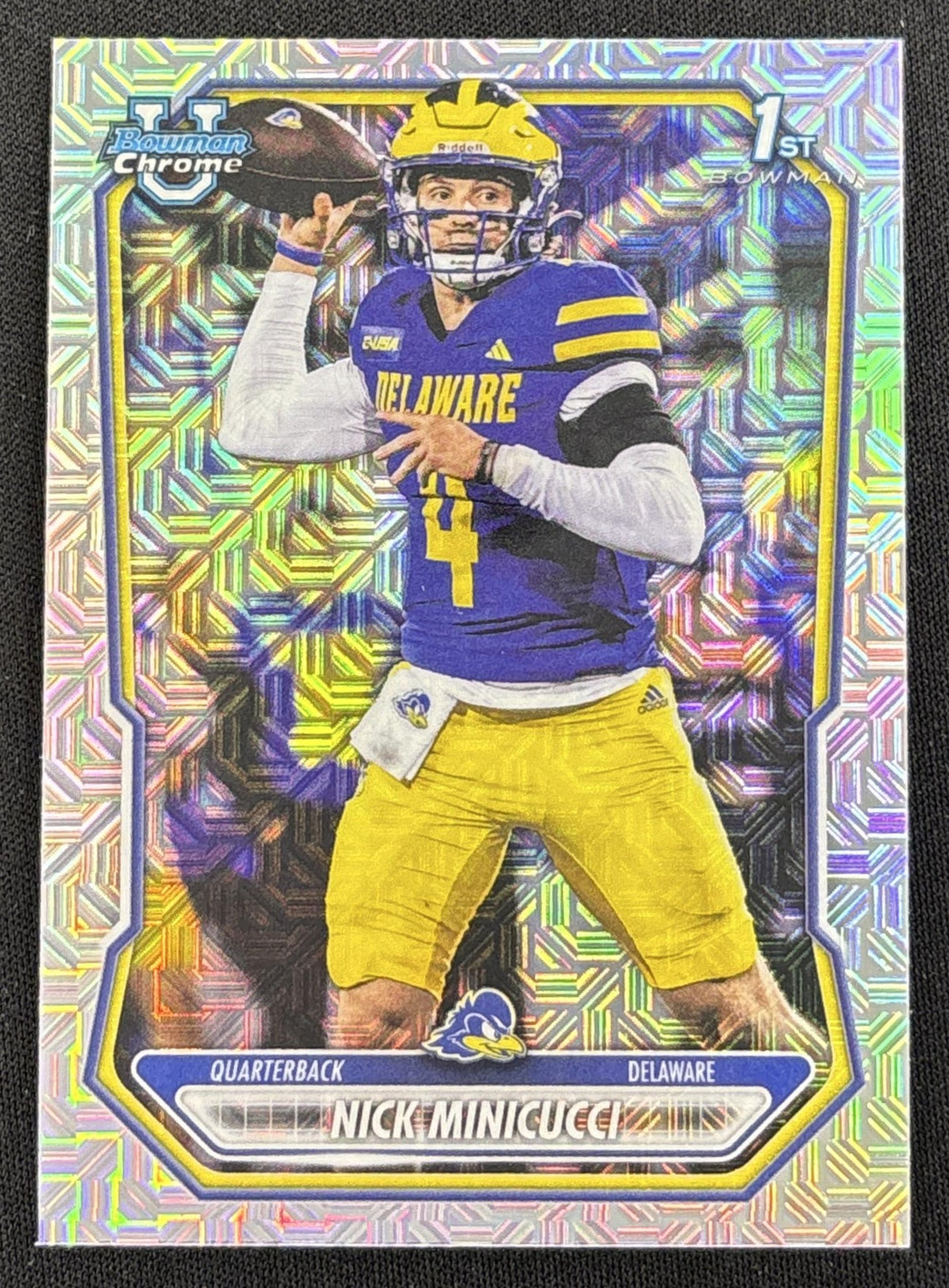 Nick Minicucci 2026 Bowman Chrome Prospects Mojo Refractor Fightin' Blue Hens