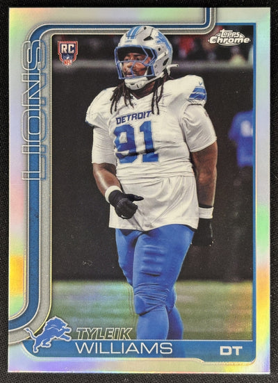 Tyleik Williams 2025 Topps Chrome Rookie Refractor Lions Sports Trading Cards