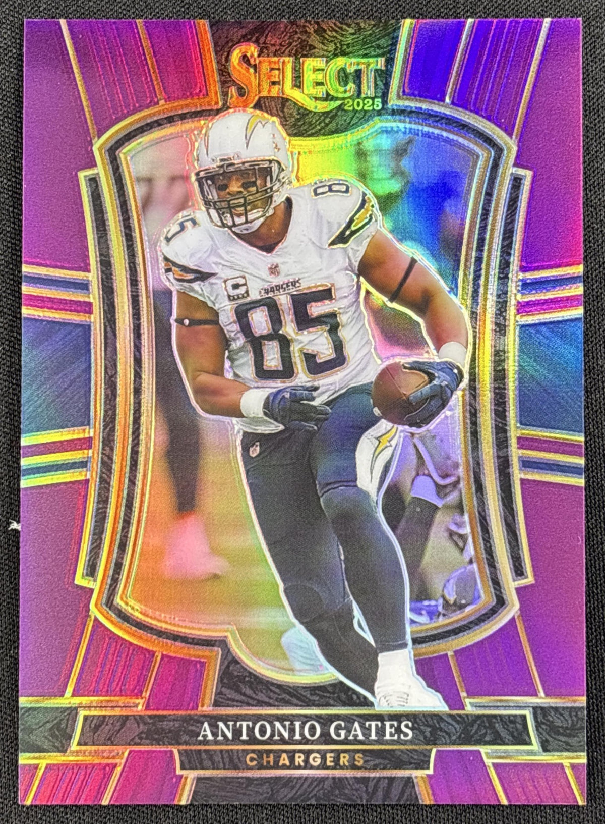 Antonio Gates 2025 Panini Select Premier Level Purple Prizm /75 Chargers