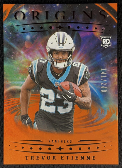 Trevor Etienne 2025 Panini Origins Rookie Holo Orange /249 Panthers